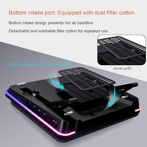 Miniatura 8 de IETS Almohadilla de refrigeración GT600 RGB para laptop equipada con turboventilador gigante (5.5 pulgadas de diámetro), espuma sellada para