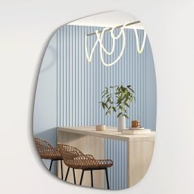ALBATROS Designerspiegel Asymmetrisch 60 × 45 cm — Wandspiegel oder Türspiegel, moderne organische Form, rahmenlos