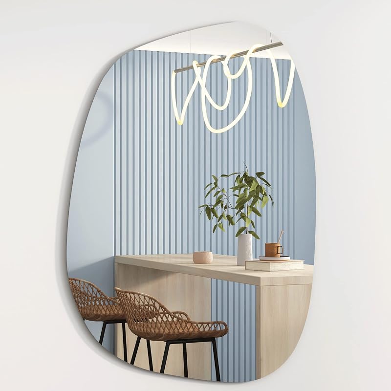 ALBATROS Designerspiegel Asymmetrisch 60 × 45 cm — Wandspiegel oder Türspiegel, moderne organische Form, rahmenlos