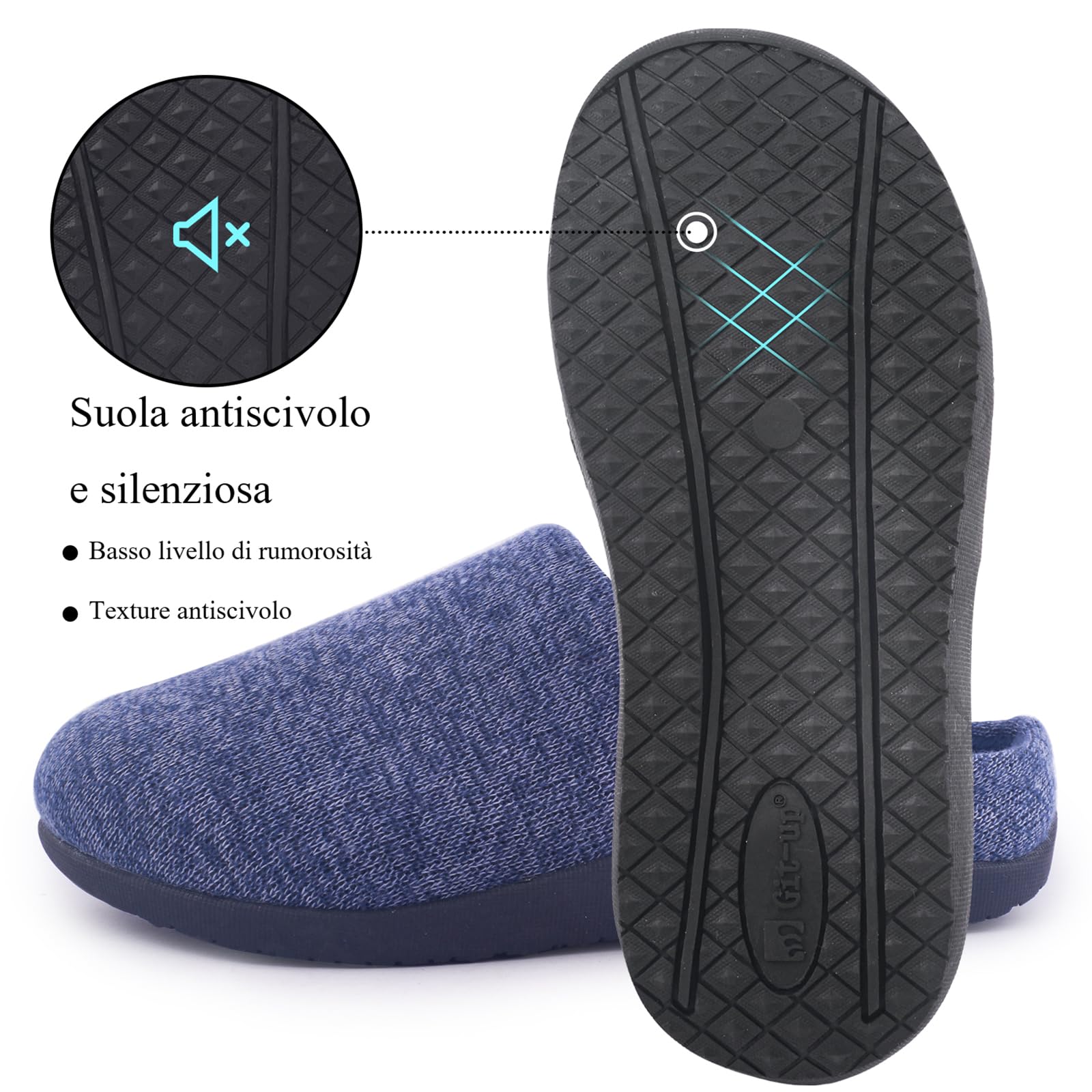 Git-up Pantofole Ortopediche per Donna Pantofole da Uomo con Supporto per Arco Plantare Suola in Gomma Antiscivolo, Piedi piatti, Fascite plantare, Dolore al piede
