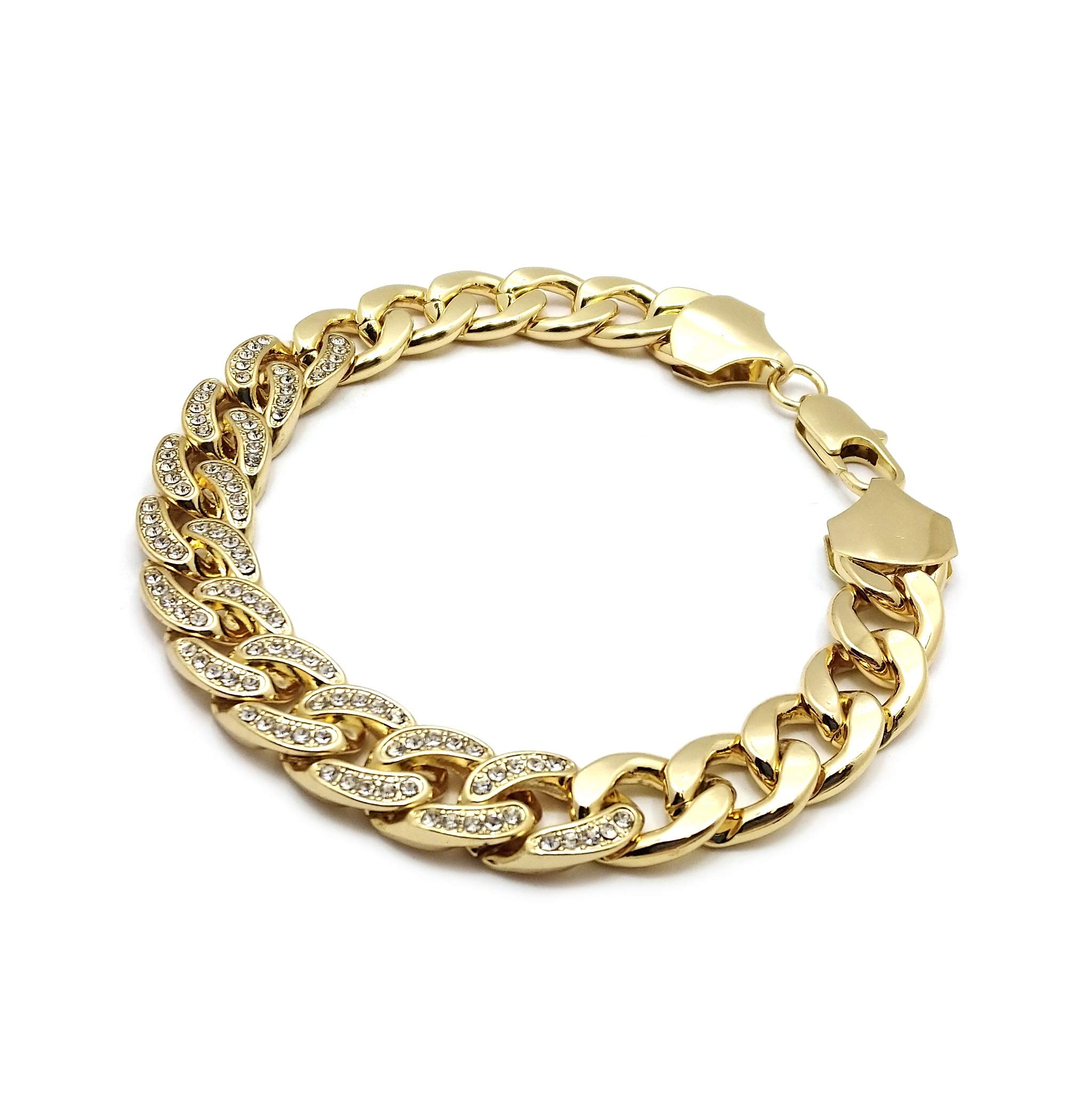 Fashion 21 Women's Half Stone 12 mm 10,11,12 inches Bling Cuban Chain Anklet