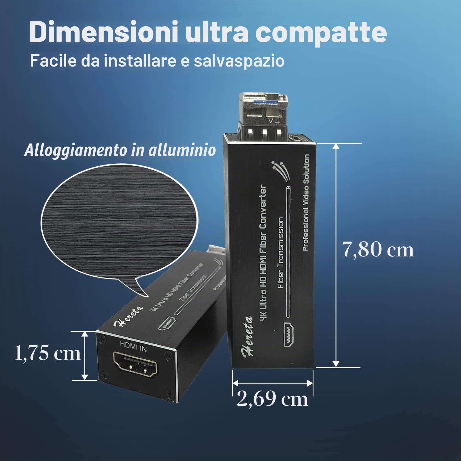 4K HDMI Extender in Fibra Con Modulo SFP (Porta LC) - Ricetrasmettitore Ottico da 20 KM Su Fibra Monomodale Non Compressa - Nessuna Perdita, Nessuna Latenza, Trasmissione Video