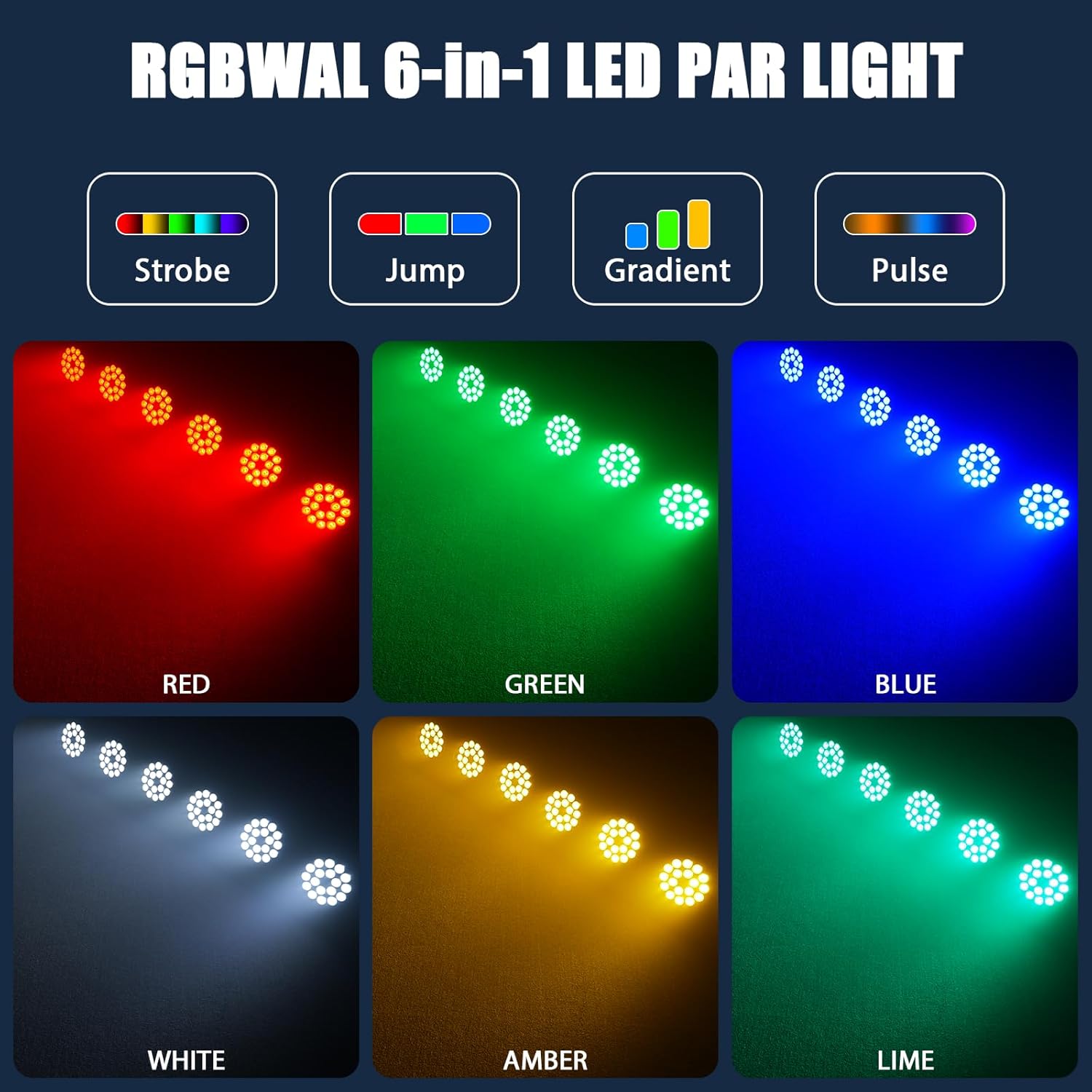 200W Stage Lights, RGBWAL 6IN1 Par Lights, Professional 18 LED DMX512 Sound-Activated Controlled LED Par Can, 6/10CH Uplights for Theater Studio Concert Stage DJ Party