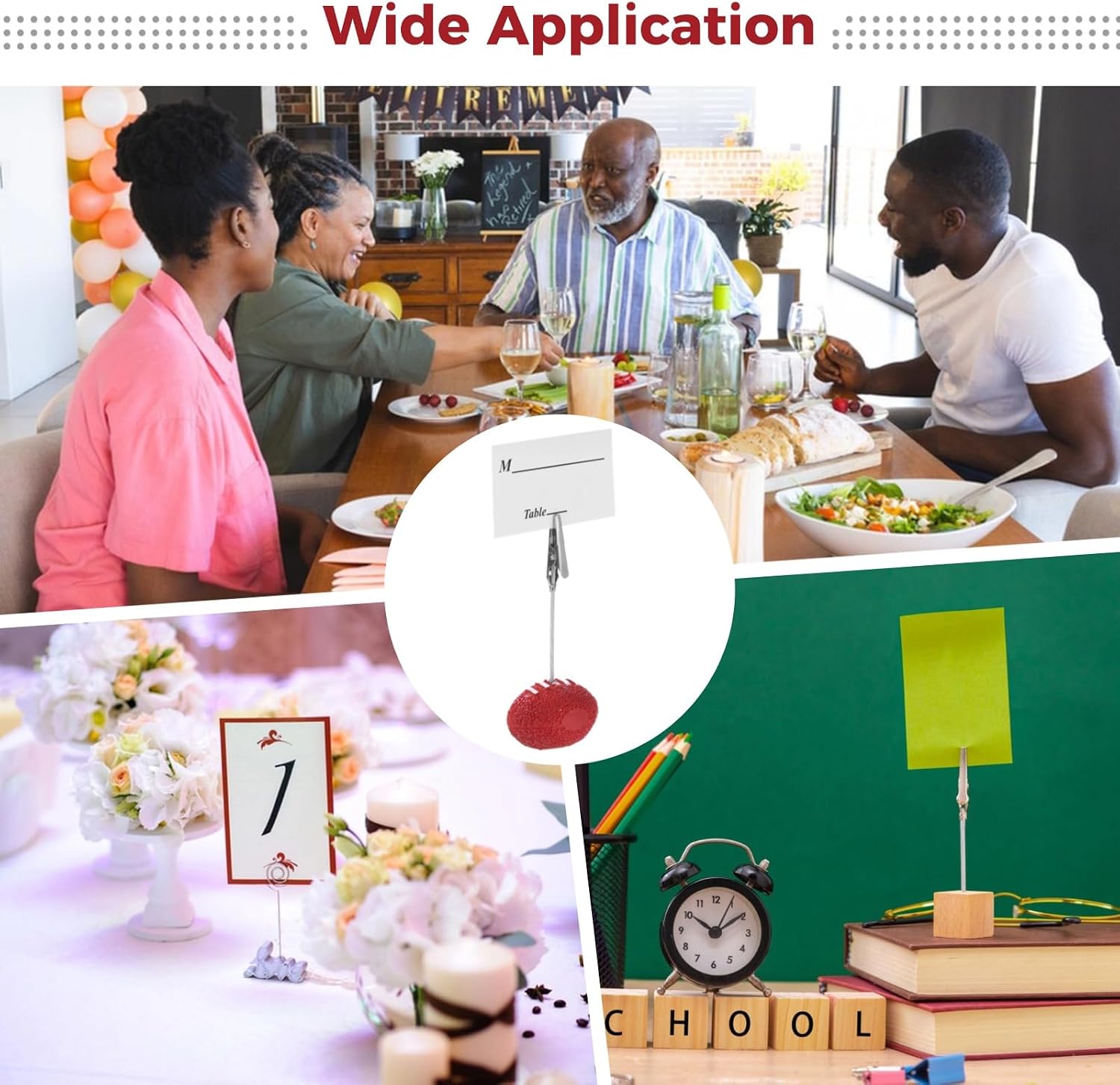 12 Pcs Resin Football Base Memo Clips, Table Number Card Holders Photo Stand, Includes 12 White Cards, Red Football Table Decor for Sport Theme Party, Weddings, Offices & Menu Labels
