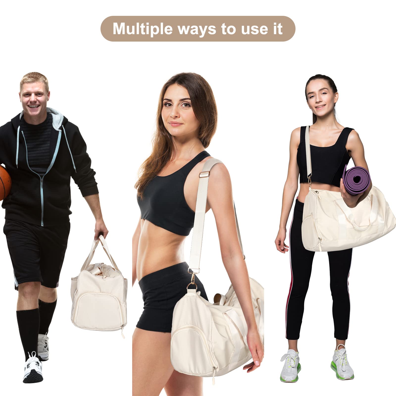 Bolsa de gimnasio, Beige, Bolsa de gimnasio 5