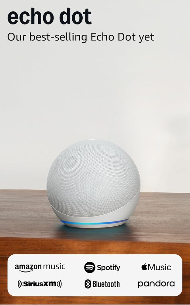 Like-New Amazon Echo Dot (newest model) - Vibrant sounding speaker, Designed for Alexa+, Great for bedrooms, dining rooms and offices, Glacier White