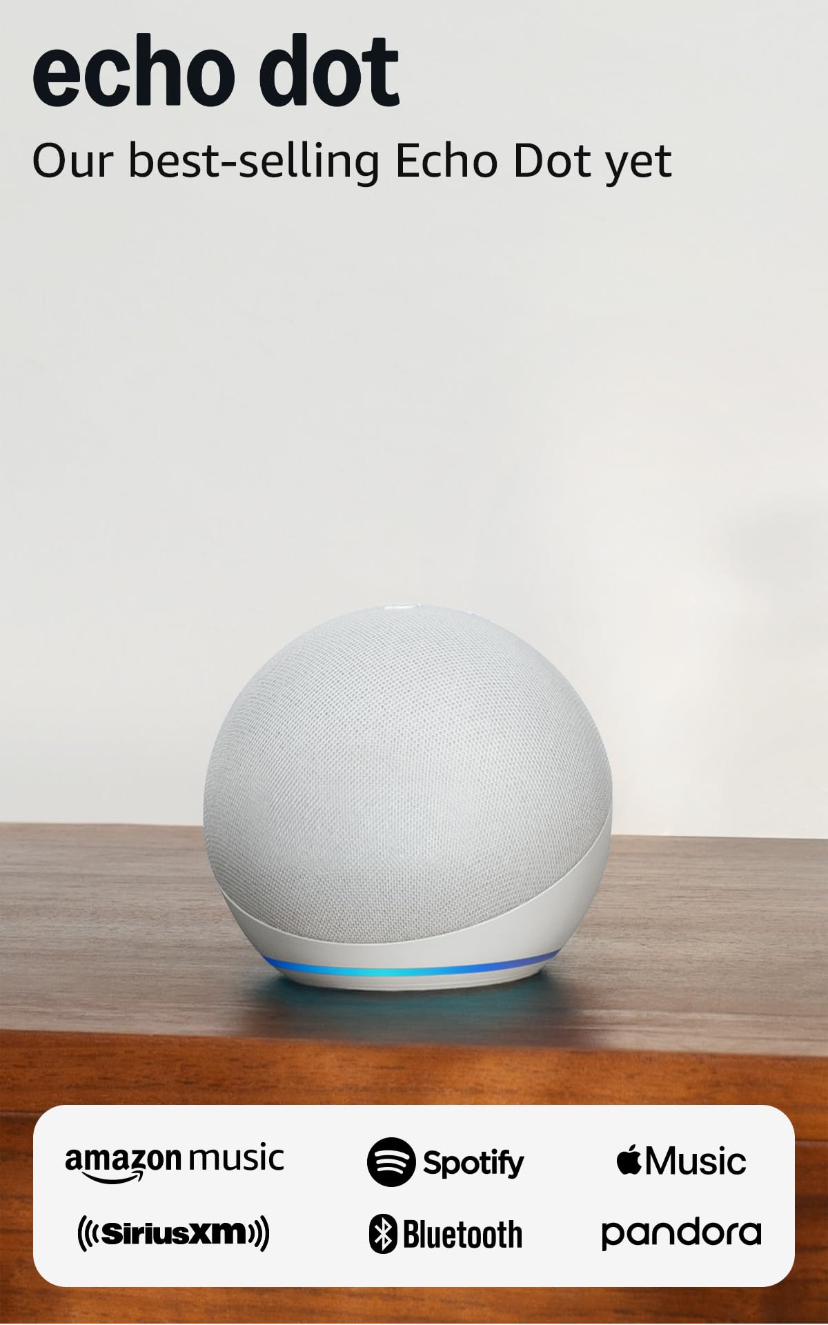 Amazon Echo Dot (newest model), Vibrant sounding Alexa speaker, Great for bedrooms, dining rooms and offices, Glacier White