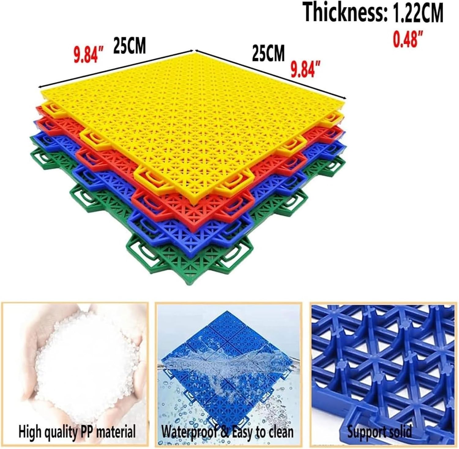 Basketball Court Tiles Over Grass， Kindergarten Playground Colorful DIY Splicing Sports Floor Anti-Skid and wear-Resistant(Blue,16PCS)