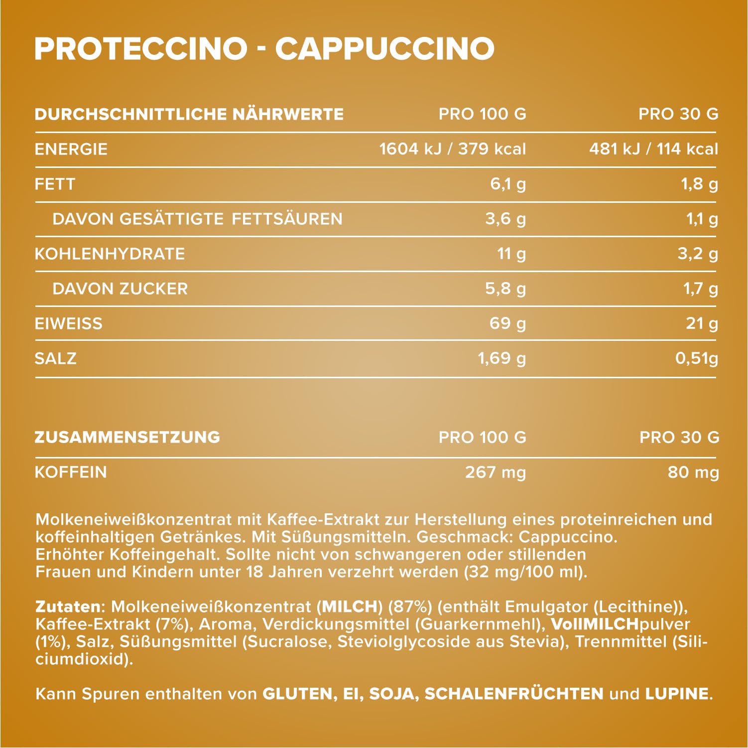IronMaxx Proteccino - Cappuccino 500g Beutel | Protein Kaffee mit echtem Kaffee-Extrakt und Koffein | Ohne Zuckerzusatz und Konservierungsstoffe