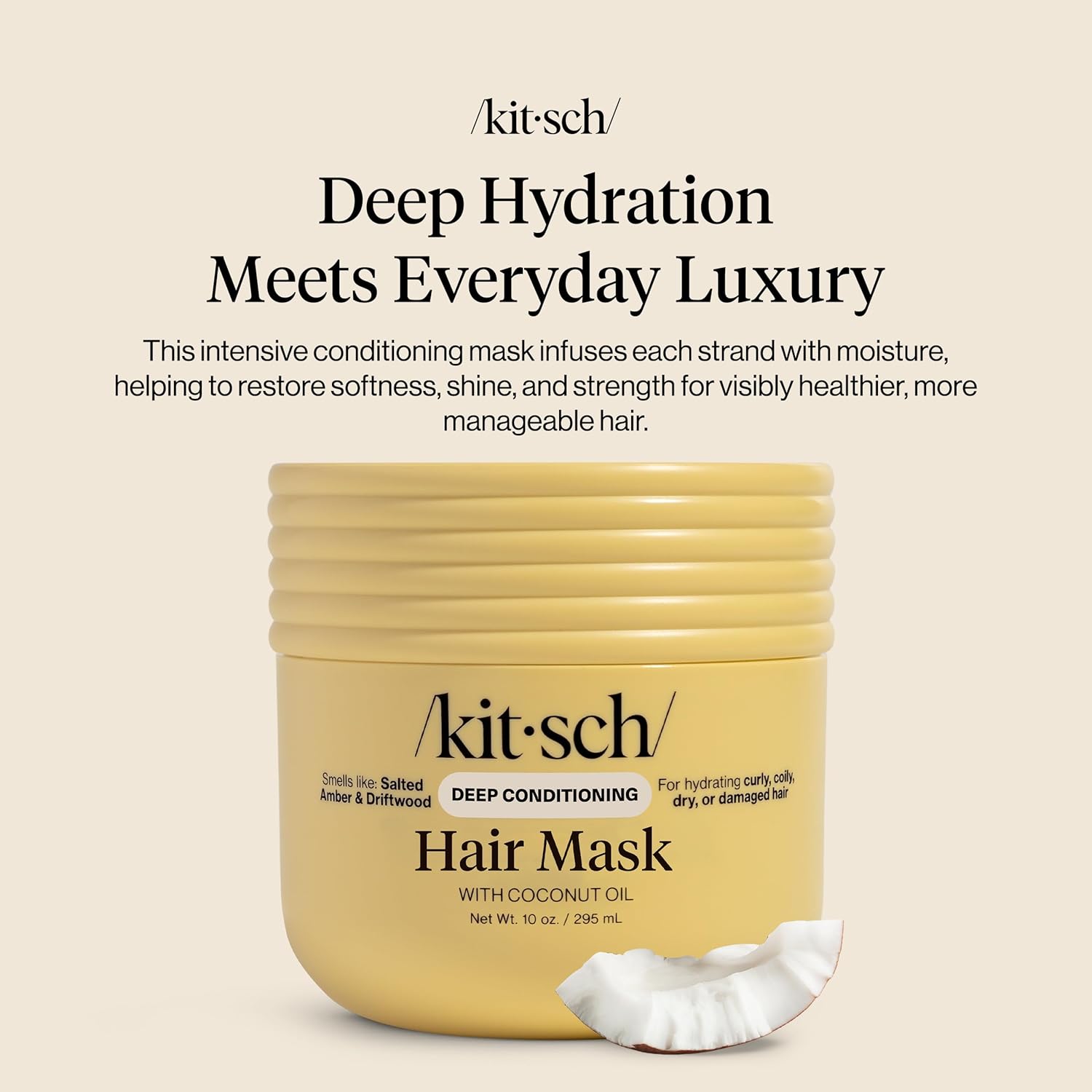 Kitsch Deep Conditioning Hair Mask – Moisturizing Hair Mask for Damaged Hair with Coconut Oil – Hydrating, Strengthening & Frizz-Reducing Hair Care Treatment for Curly, Coily & All Hair Types - 10 oz - Image 2
