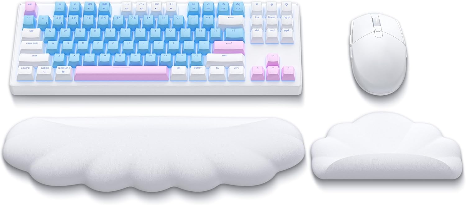 MEKASS Cloud Keyboard Wrist Rest Set, Memory Foam Wrist