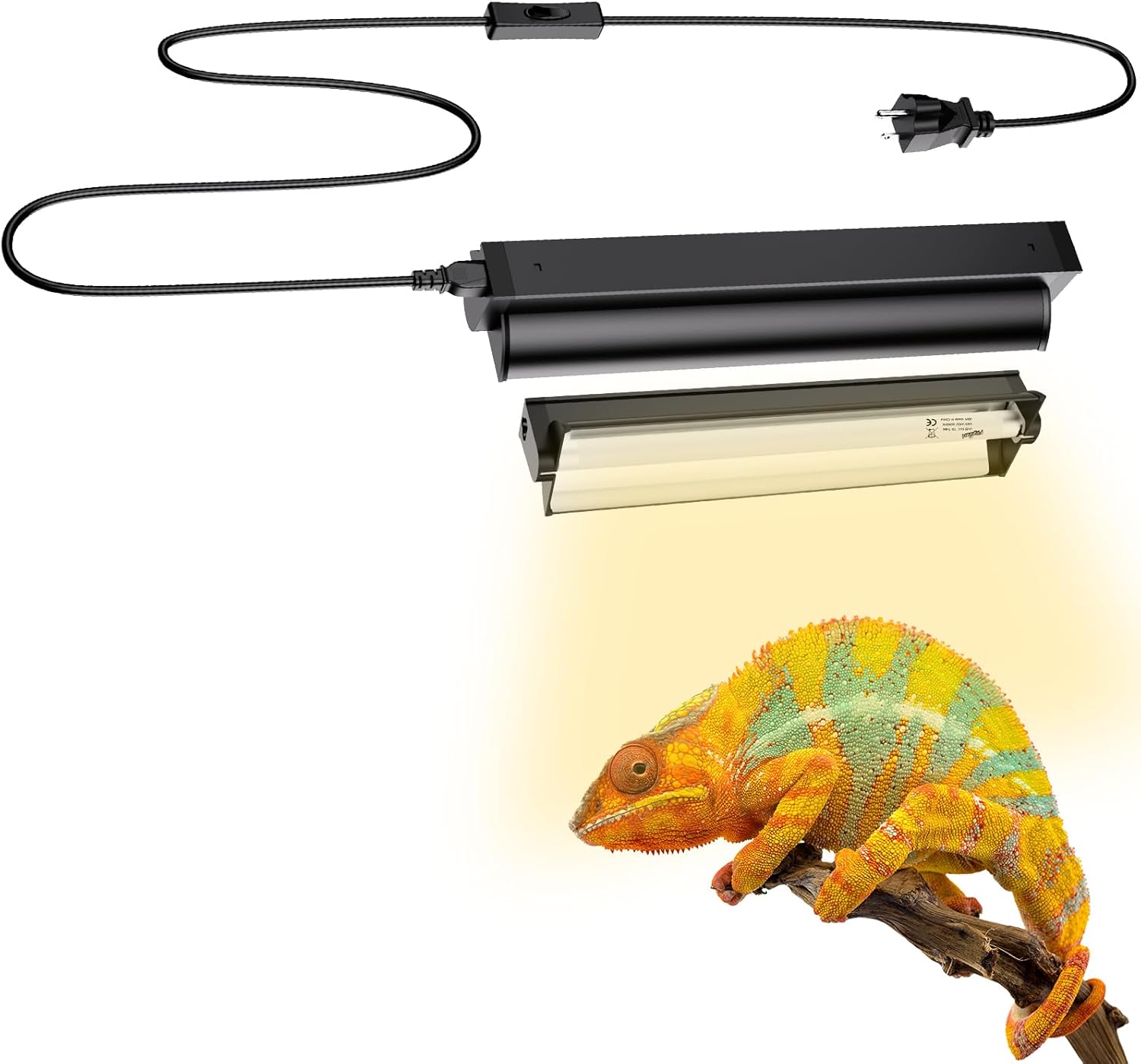 T5 UVB Reptile Lighting Combo Kit, Reptile Light Fixture with UVB 10.0 Fluorescent Tube, 24W UVA UVB Reptile Light Bulb for Lizard, Bearded Dragon, Tortoise 24 Watts 10.0