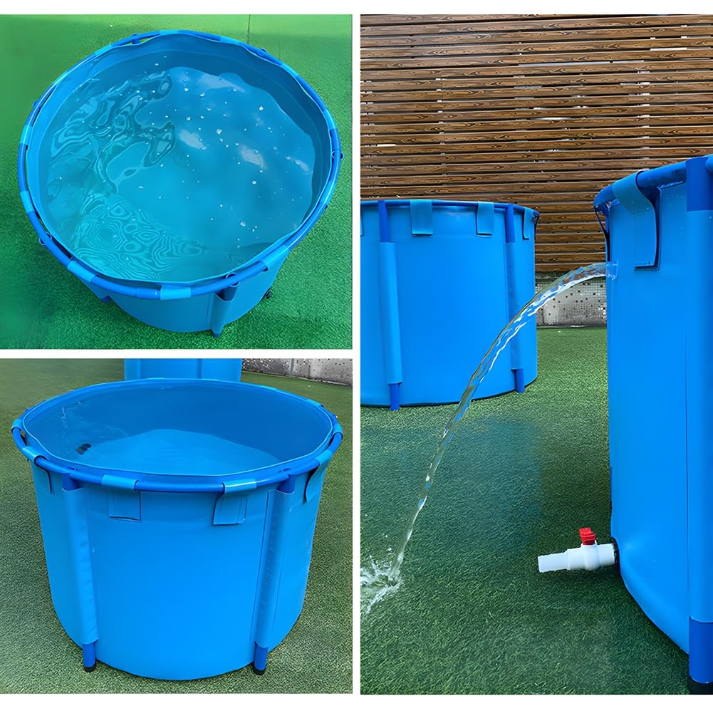 Estanque De Peces Redondo Para Exteriores Con Estructura Duradera, Piscina Elevada Para Acuario, Lona Plegable Grande Para Exteriores, Para Cría De Koi Agrícola, Fácil De Instalar(1.8x1.2 m/70.9x47.2