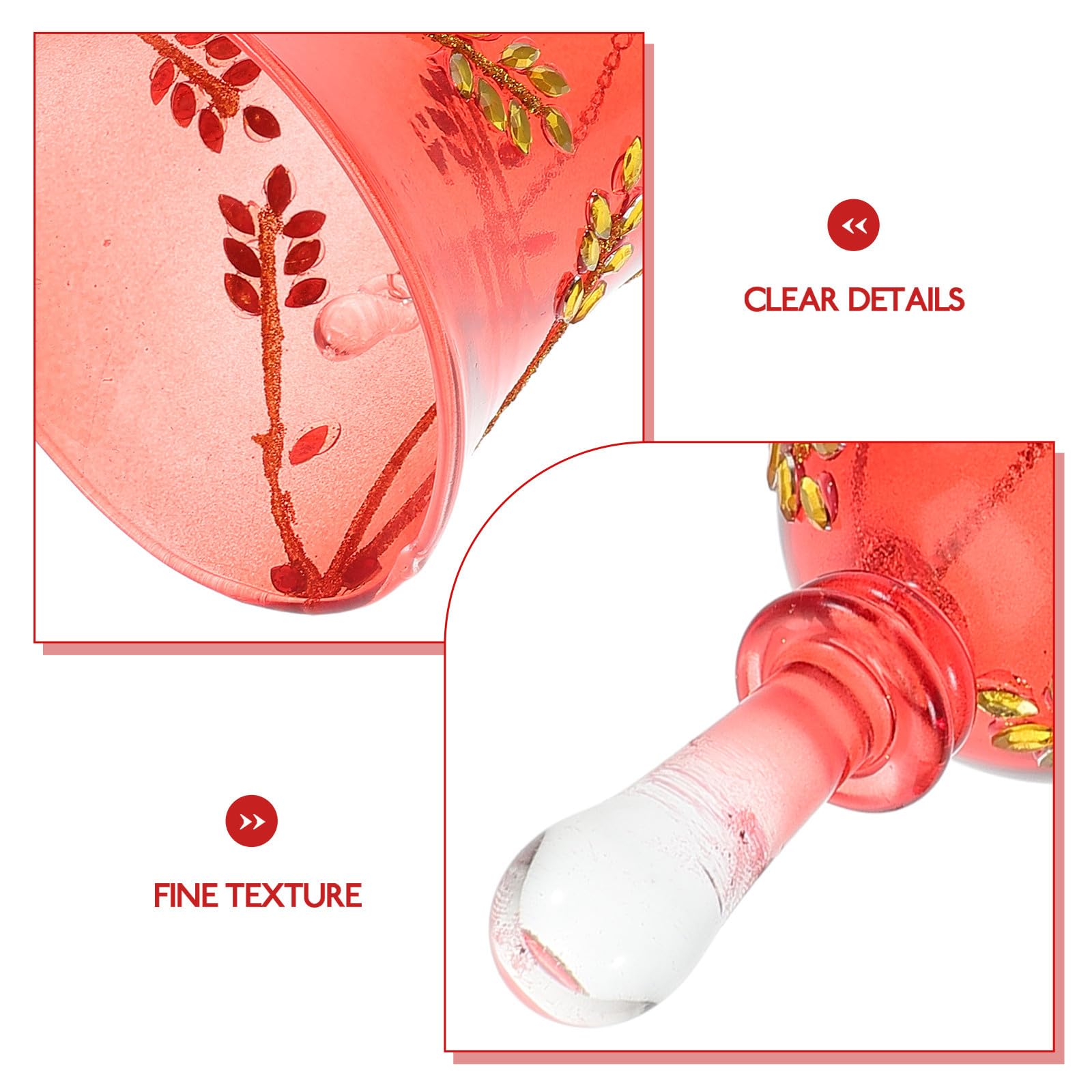 TOYANDONA 4 Piezas Campana de Mano de Vidrio Rojo para Cena Navideña,