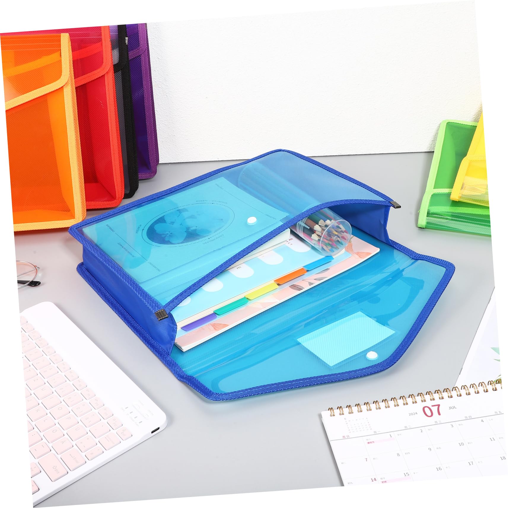 Mipcase 7pezzi Cartella Portadocumenti Espandibile in Formato Con Tasca Per Etichette e Chiusura Bottone Per Organizzazione Di Documenti e Appunti