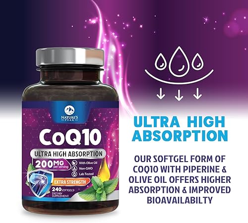 Miniatura 6 de Suplemento Co Q 10 CoQ10 100 mg antioxidante, apoyo para la salud cardíaca y producción de energía, vitaminas de coenzima Q10 (Ubiquinona) mayor