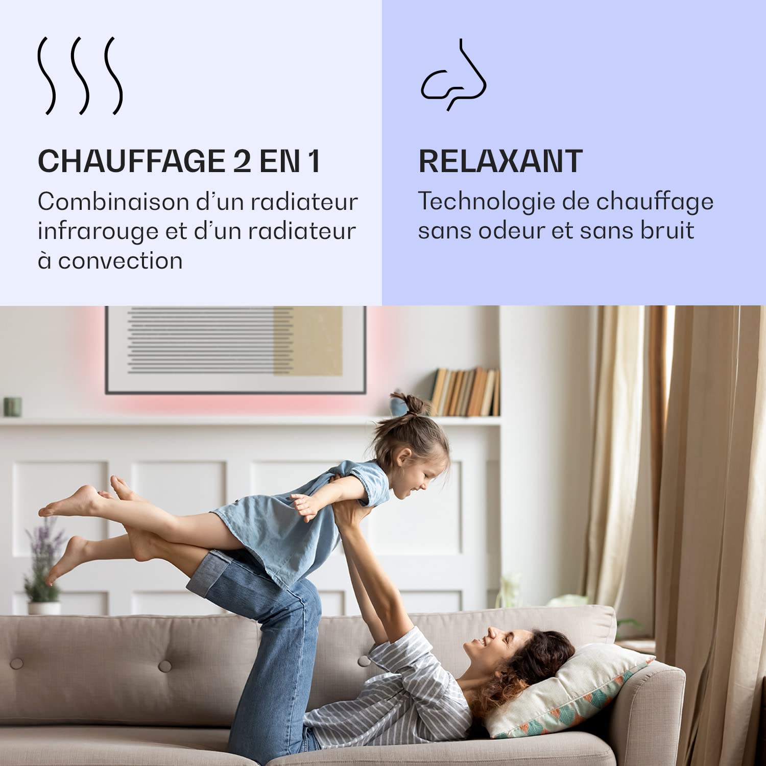 Klarstein Radiateurs Chauffage Radiant Electrique IP44, Chauffage salle de bain infrarouge Intelligent WiFi et App, Radiateur Electrique Mural 1000W, Heater avec Détection Fenêtre Ouverte, Thermostat