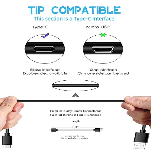 Miniatura 4 de CJP-Geek Cable de carga de 3.3 pies compatible con LG K10 K4 K7 K8 Leon Lucid Mach Nexus 4 5 5X