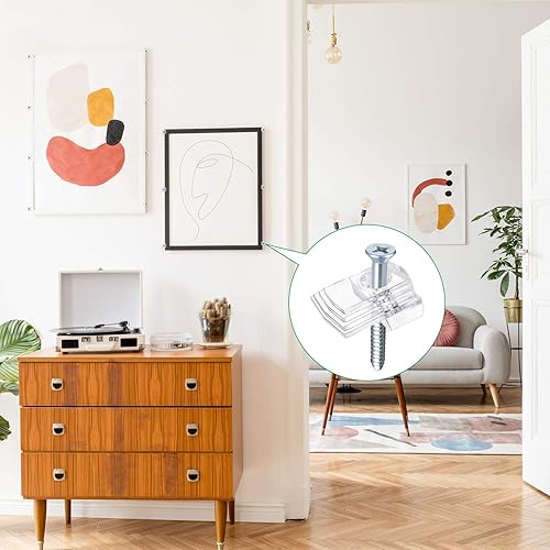 Miniatura 7 de 40 clips de plástico transparente para espejo de 1/8 pulgadas y 1/4 pulgadas, kit de montaje de espejo con tornillo y para pared