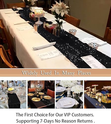 Vista 219 de Camino de mesa de lentejuelas doradas, 12 x 72 pulgadas, paquete de 15 caminos de mesa de boda con purpurina, camino de mesa dorado brillante