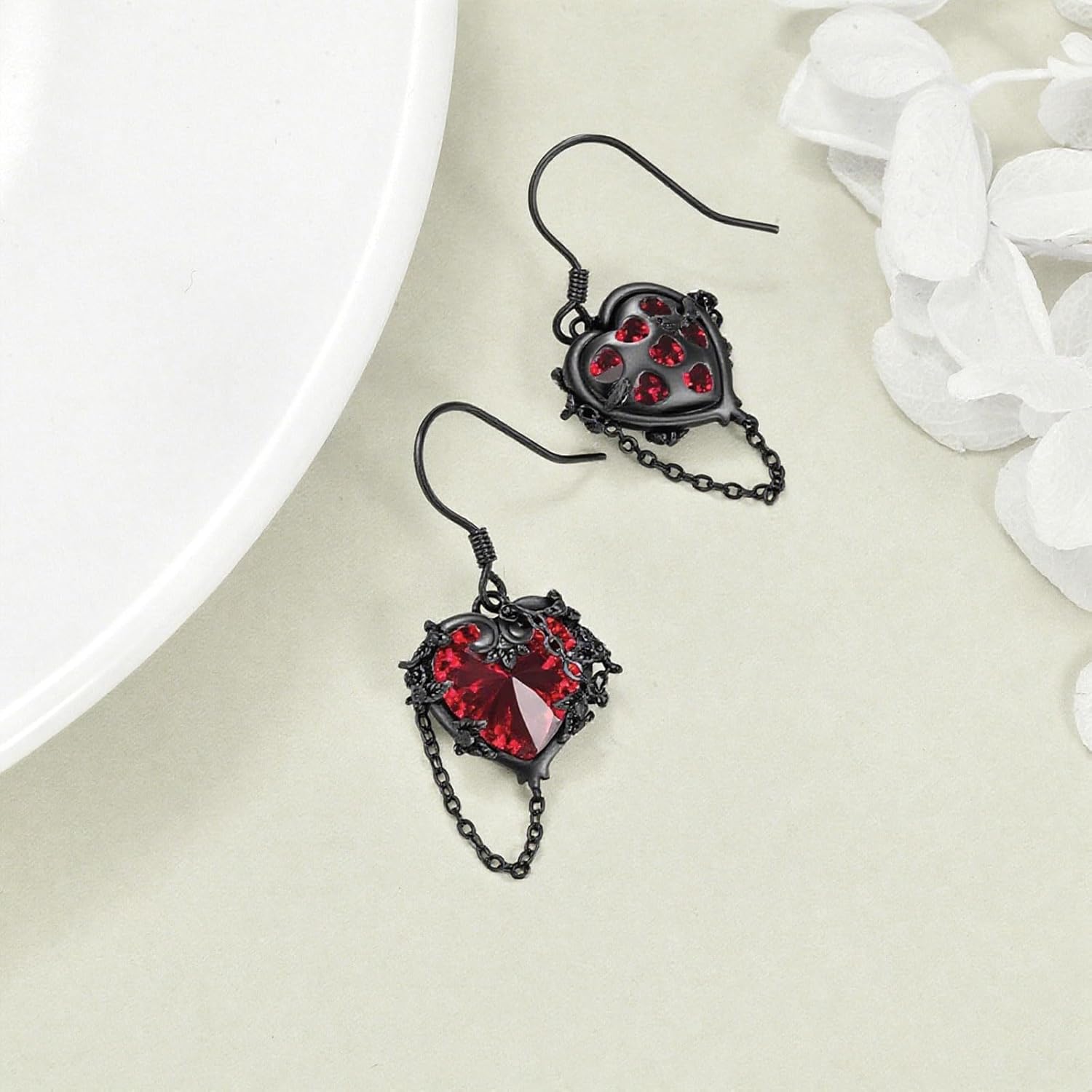 Witches Heart Earrings Women Sterling Silver Black Heart Earrings Tree of Life/Celtic/Skull Jewelry Witchy Gifts for Women
