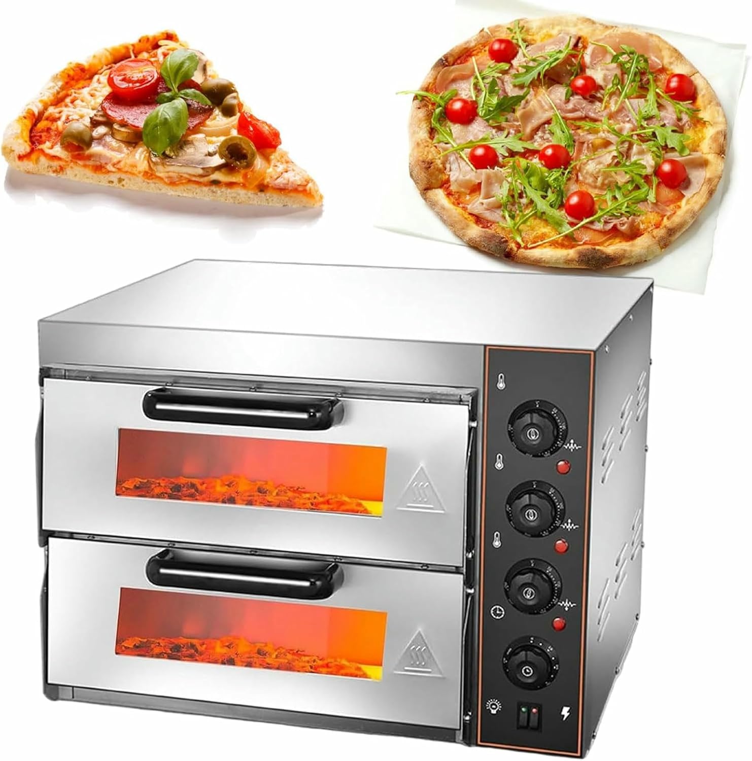 Stainless Steel Electric Pizza Oven with Handle, Multipurpose Indoor Pizza Maker for Restaurant Home Pizza Pretzels Baked,110V