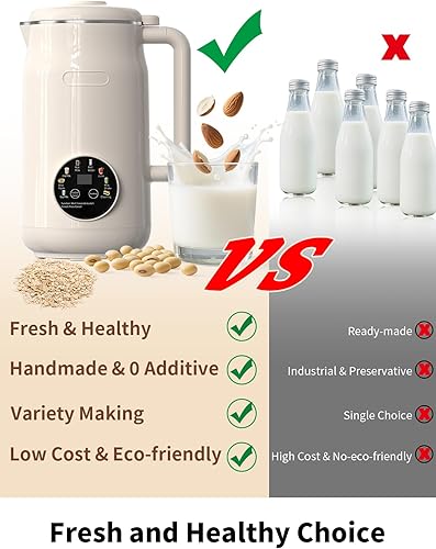 Miniatura 8 de Máquina para hacer leche de nuez 8 en 1, máquina automática de leche de soja de 50 onzas1.5 L, licuadora de 10 cuchillas para batidos, avena,