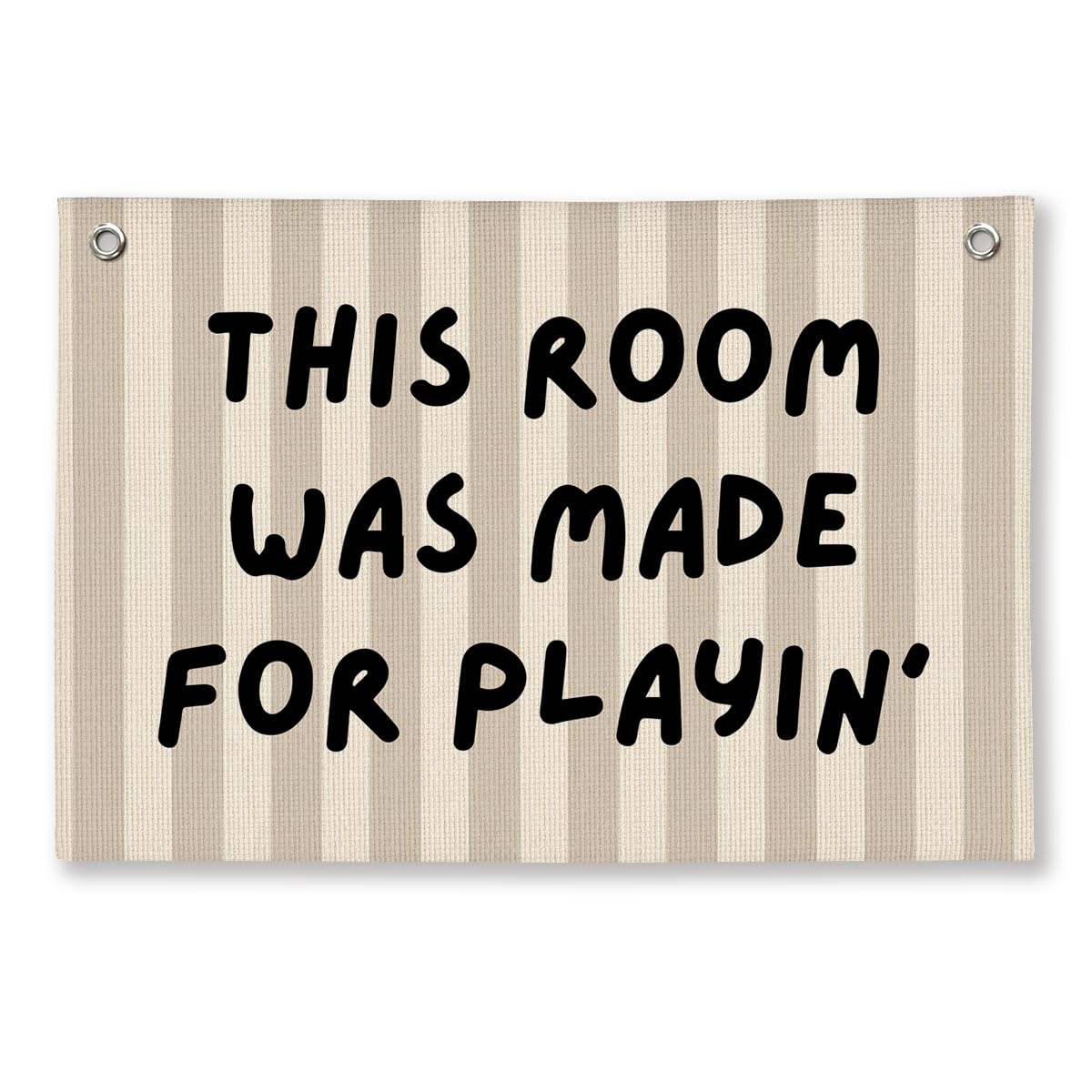 Playroom Decor, Long Live Playtime Wall Hanging Linen Banner, Blue Striped Wall Flag for Kids Room Nursery Playroom Decor, 20x30 Inch-This Room