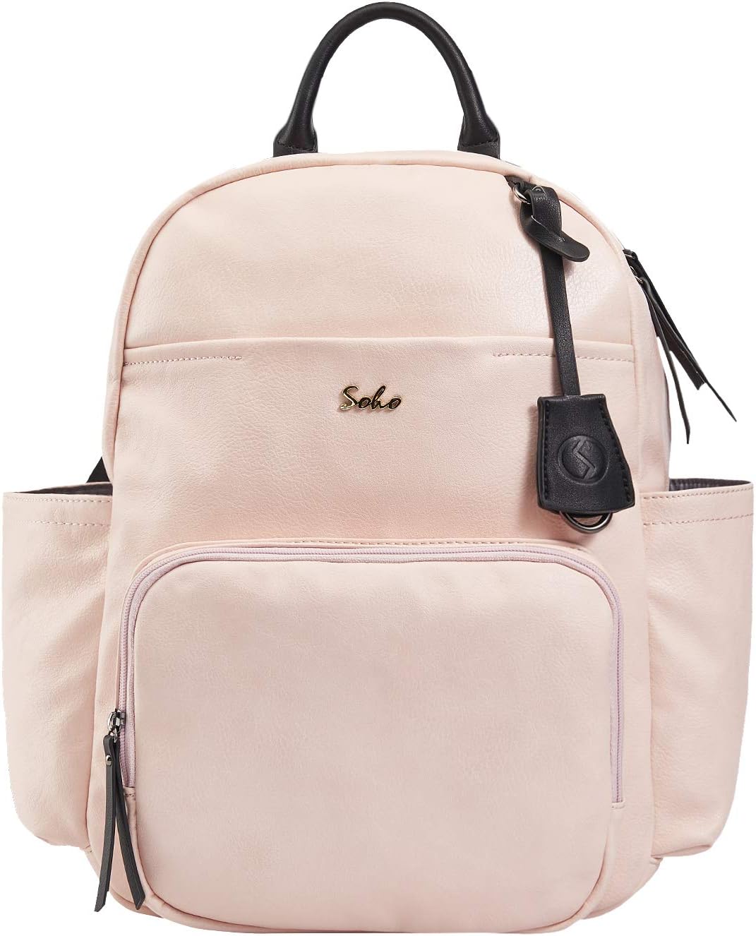 SoHo Jackson Vegan Leather Diaper Backpack, 3Pc Pink