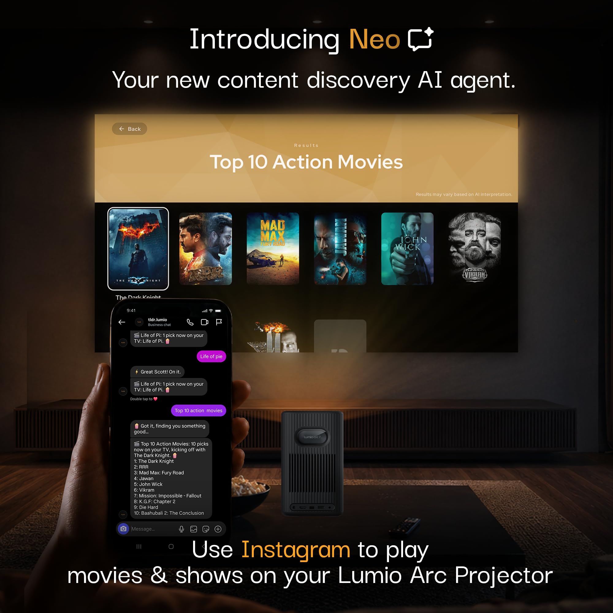 Lumio Arc 5 Portable Home Projector | Official TV with Netflix | Native 1080p Full HD | 4K Support | 200 ANSI Lumens | Auto Keystone | Dolby Audio | Sealed Light Engine | Bluetooth Speaker — Amazon image 15