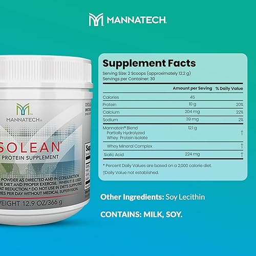 Miniatura 2 de Proteína en polvo, Mannatech OsoLean (lata) Suplemento de proteína de suero de leche de 12.9 onzas, construye y mantiene el músculo magro. Combate
