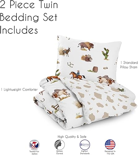 Vista 26 de Sweet Jojo Designs Juego de edredón individual de 2 piezas (vaquero occidental) para niños, ropa de cama para niños, ropa de cama en una bolsa
