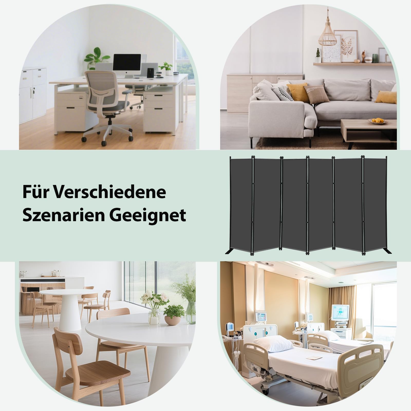 Indoor Raumteiler 6-TLG Paravent Raumtrenner Raumteiler Trennwand Umkleide Sichtschutz Spanische Wand Wohnzimmer Schlafzimmer | Umkleide Sichtschutz Spanische Wand Wohnzimmer Schlafzimmer 305x45x183 cm (BxTxH)