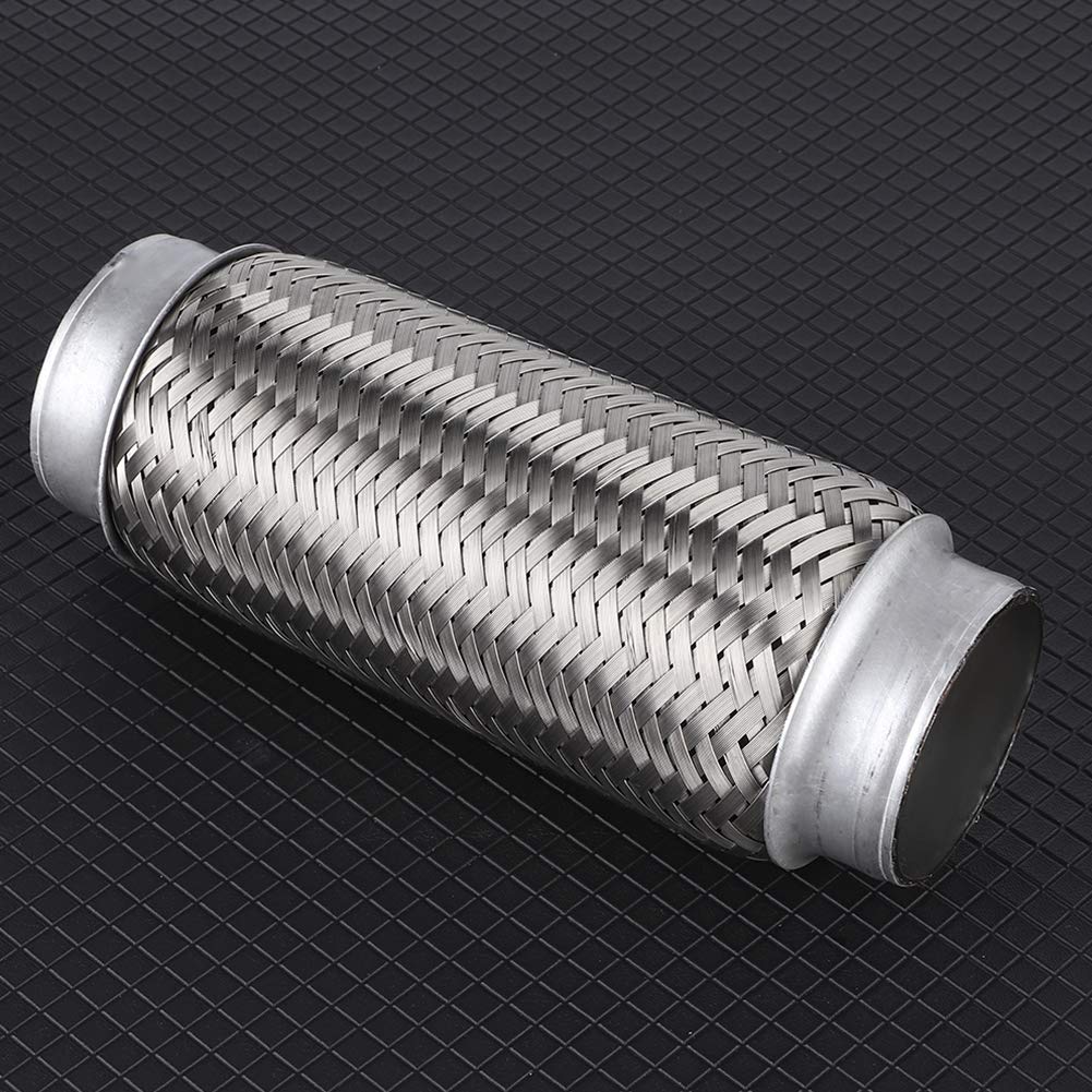 Tbest Tubo Flessibile in Acciaio Inossidabile Tubo di Riparazione Marmitta Corrugato di Alta qualità Universale per Auto Argento 51x200mm 55x200mm (55MM*200MM)