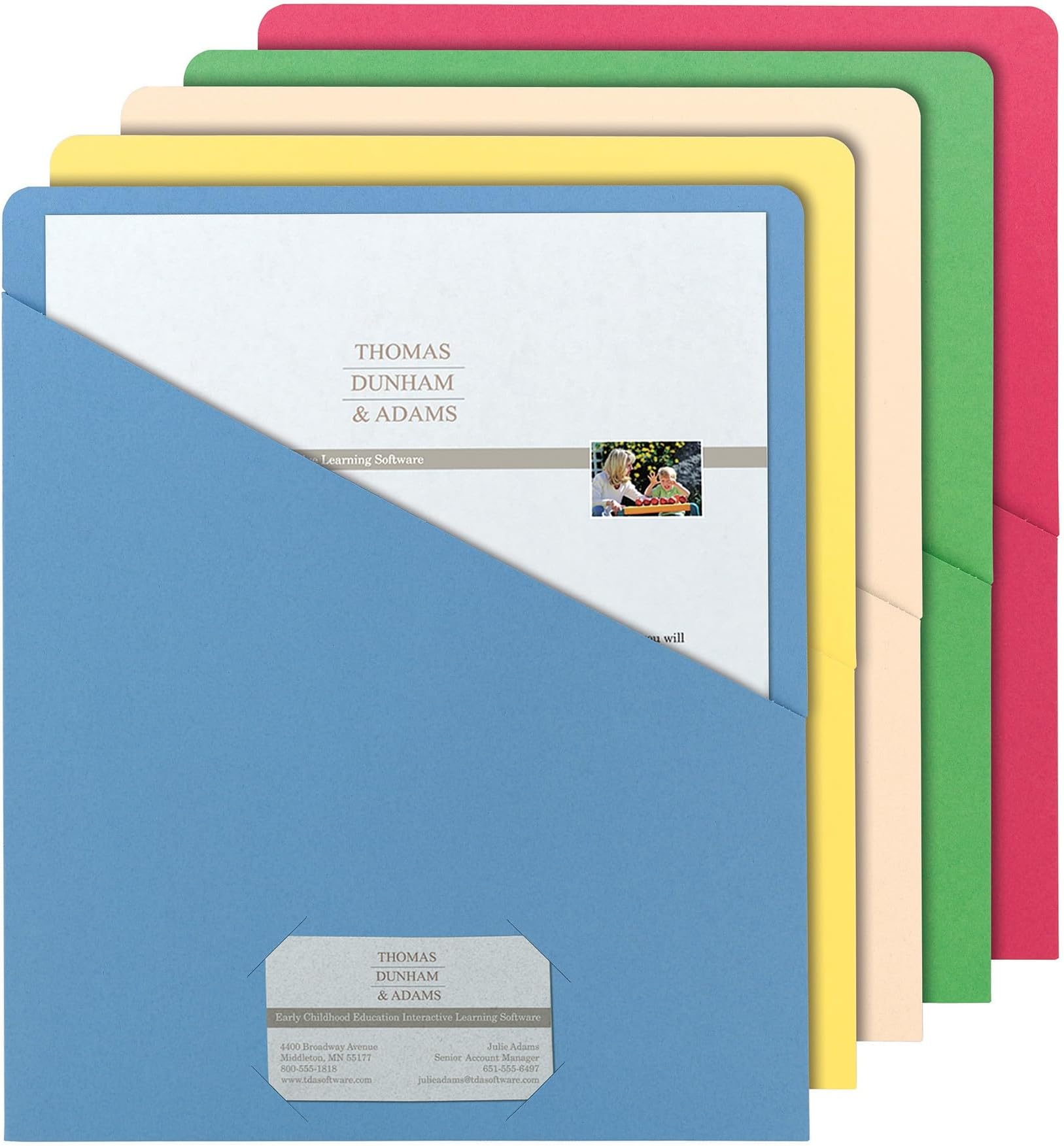 Smead Slash Pocket Folders, Jacket, 11 Point Stock, Letter Size, Blue