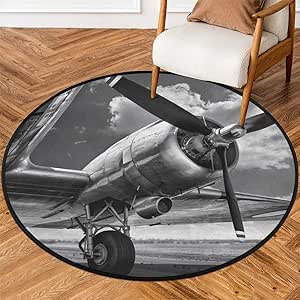 Amazon.com: Airplanes Round Area Rug, Vintage Airplane Non-Slip Circle ...