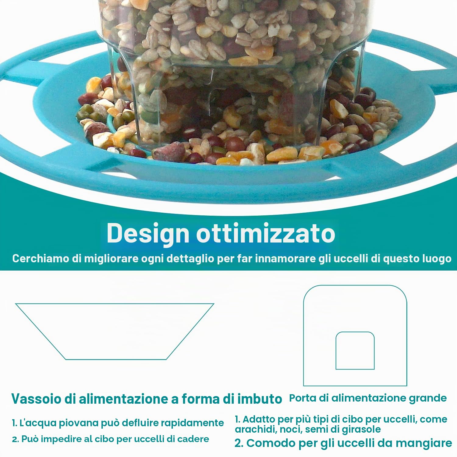 Mangiatoia da appendere per uccelli selvatici, mangiatoia per giardino, semi di girasole, cuore, arachidi e nocciole, per attirare dunnocks, blu