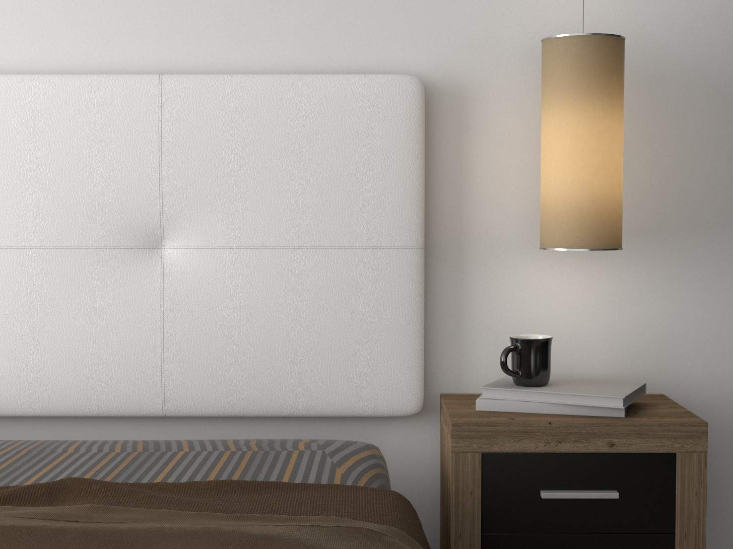 LA WEB DEL COLCHON Cabezal Cama Andrea Tapizado Acolchado 8 cm con Fijación a Pared – Cabecero de Cama Suave y Elegante – Cama de 80 (90 x 70 cms) Blanco Polipiel – Cabeceros Acolchados — view 2