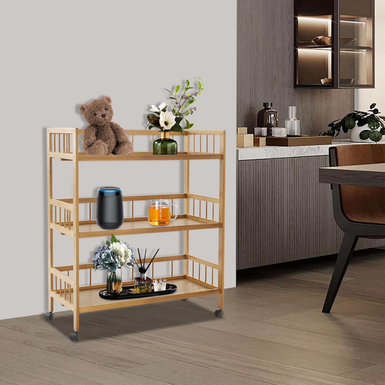 3 Tier Rolling Cart, Kitchen Serving Storage Cart, Storage Organizer Cart