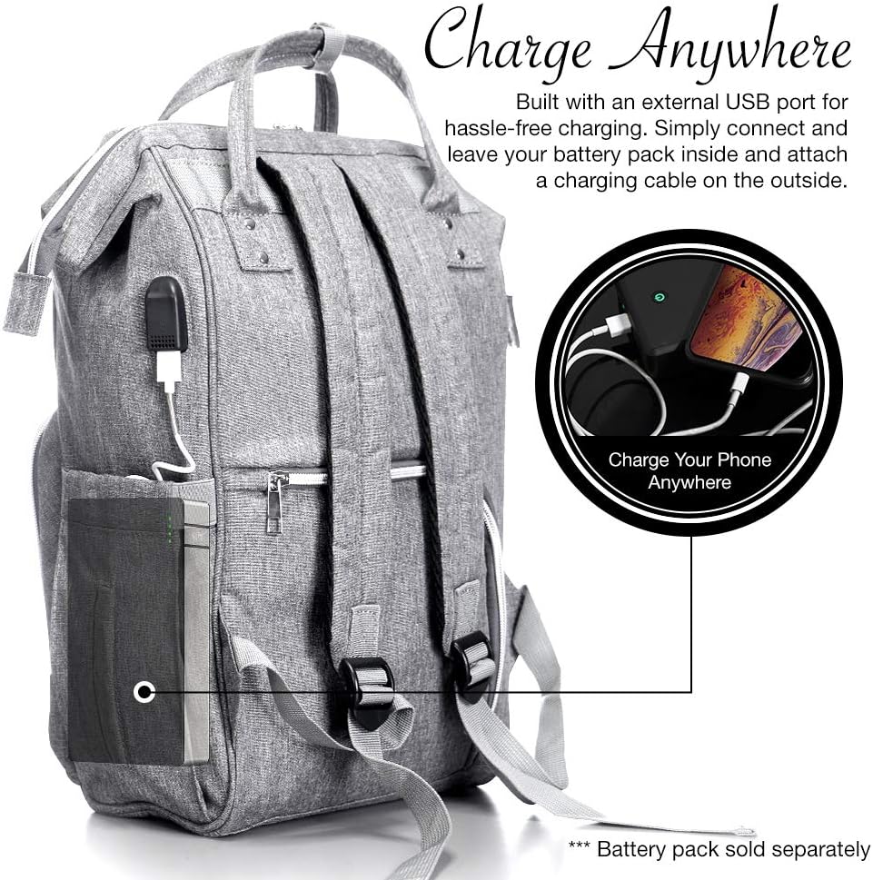 BabyX Diaper Bag Backpack Multifunction -Grey Large
