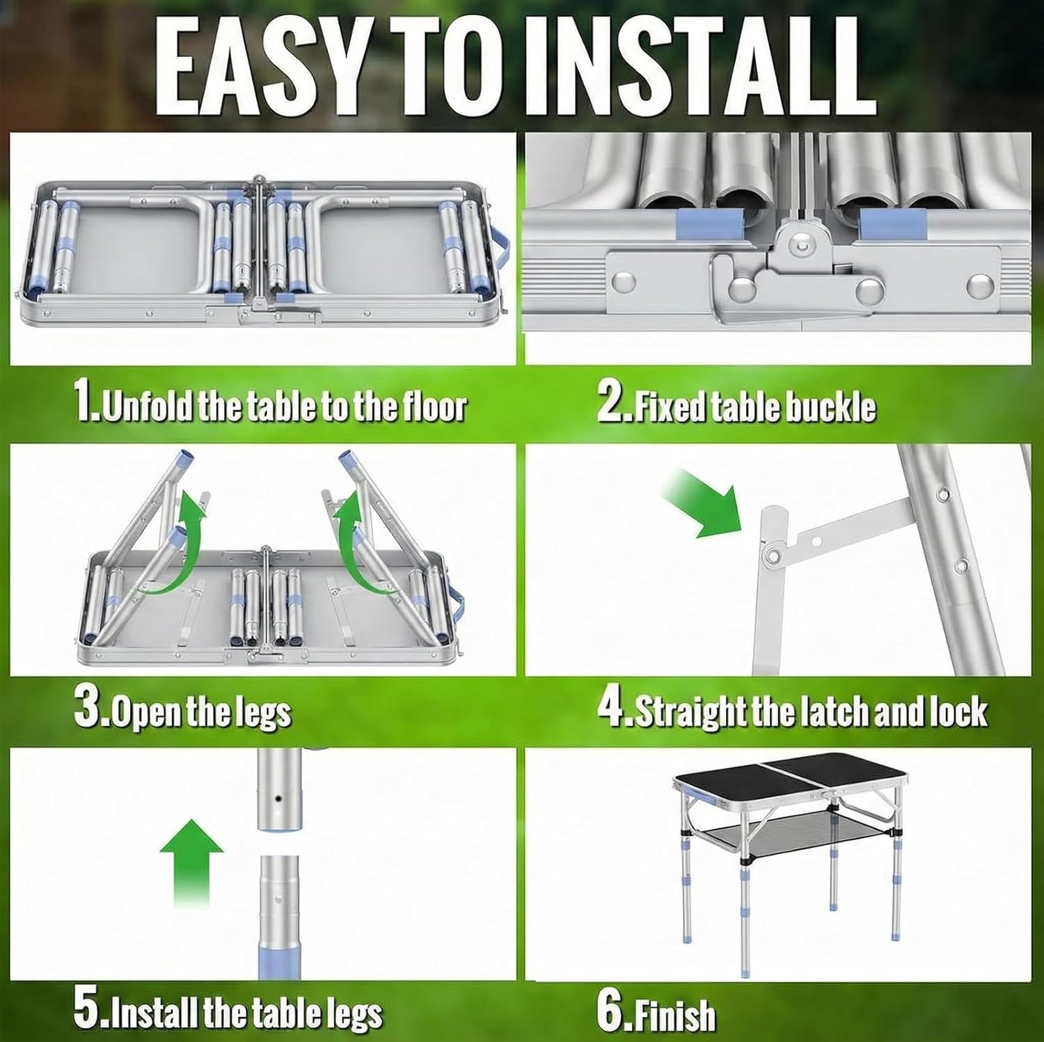 Small Folding Table Portable, 2FT Camping Pinic Table with 3 Adjustable Height, Aluminum Foldable Lightweight Patio Side Table with Carry Handle for Outdoor Hiking Camp BBQ Beach (Black)