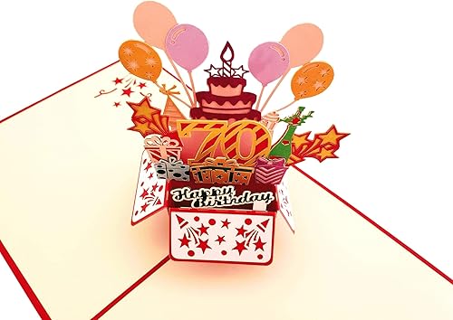 Miniatura 4 de iGifts And Cards Tarjeta de felicitación emergente 3D con caja de fiesta de cumpleaños número 70, increíble, globos, único, celebración, feliz