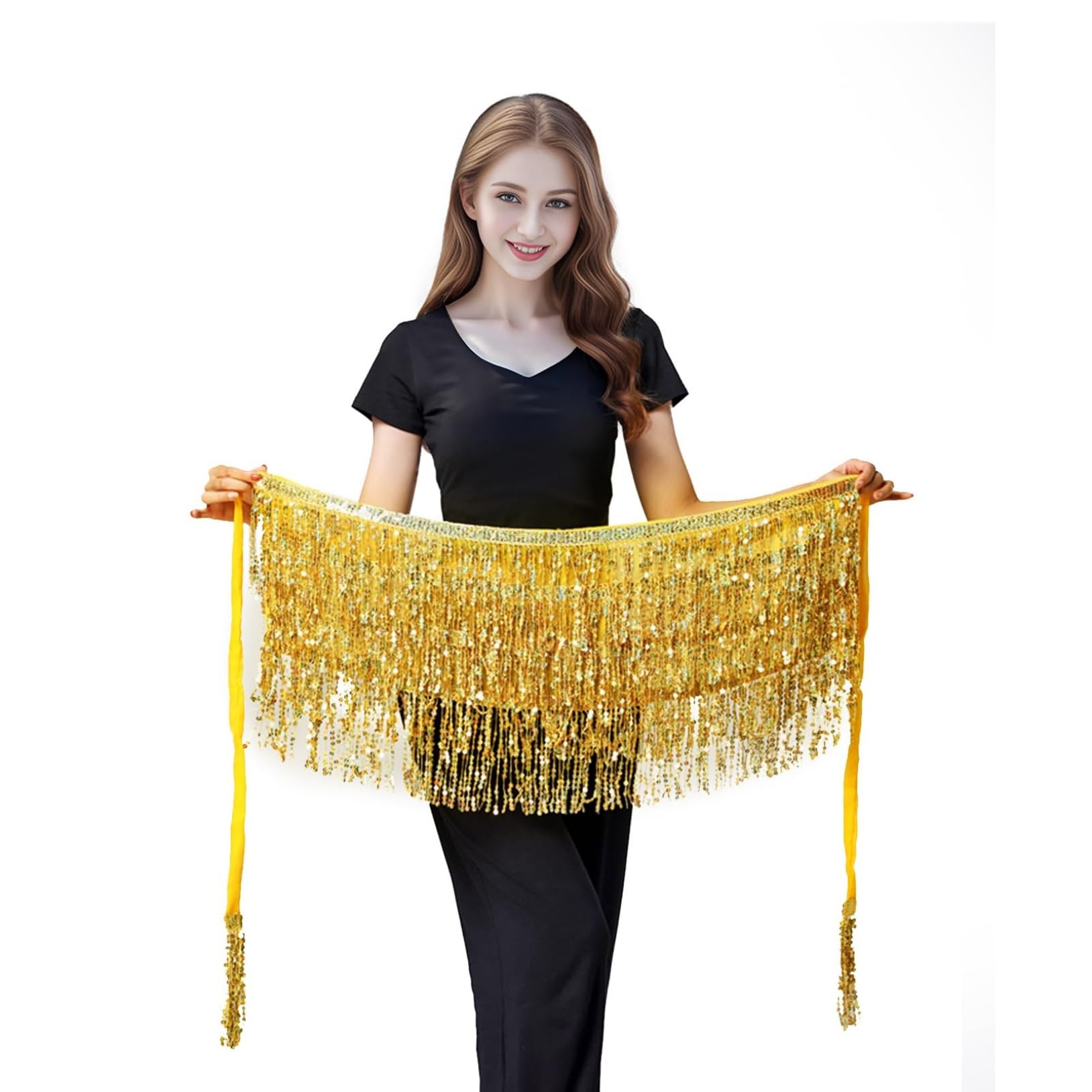 Falda brillante para mujer, falda con flecos, con gafas hippie, mini falda latina corta, disfraz de danza del vientre, disfraz de rave para mujeres y niñas