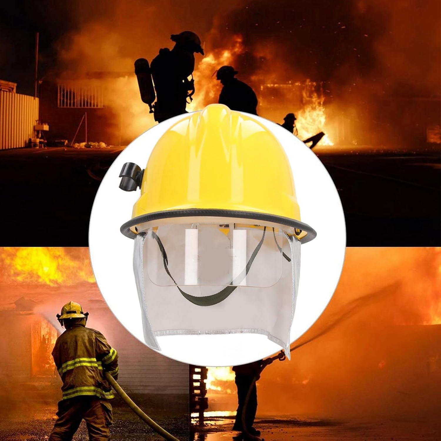 Firefighter Hard Hat Head Double Layer Flame Retardant Safety Helmet Anti Impact Versatile Application for Outdoor Rescue