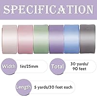 Vista 2 de Whaline Cinta de satén de colores neutros, 6 rollos de cintas de seda pastel para boda de doble cara de 1 pulgada y 5 yardas cada uno para boda