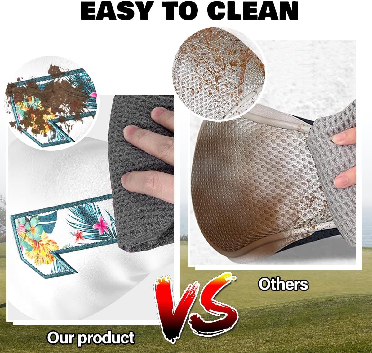 Golf Club Covers Driver Covers Fairway Wood Headcover Hybrid Cover Leather Mallet Putter Covers Blade Headcovers Golf Head Covers for Most Brand