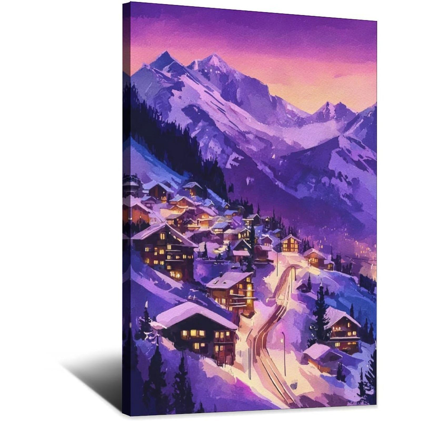 Courchevel Ski Posters 20x30inch(50x75cm) Vintage Watercolor Canvas Art