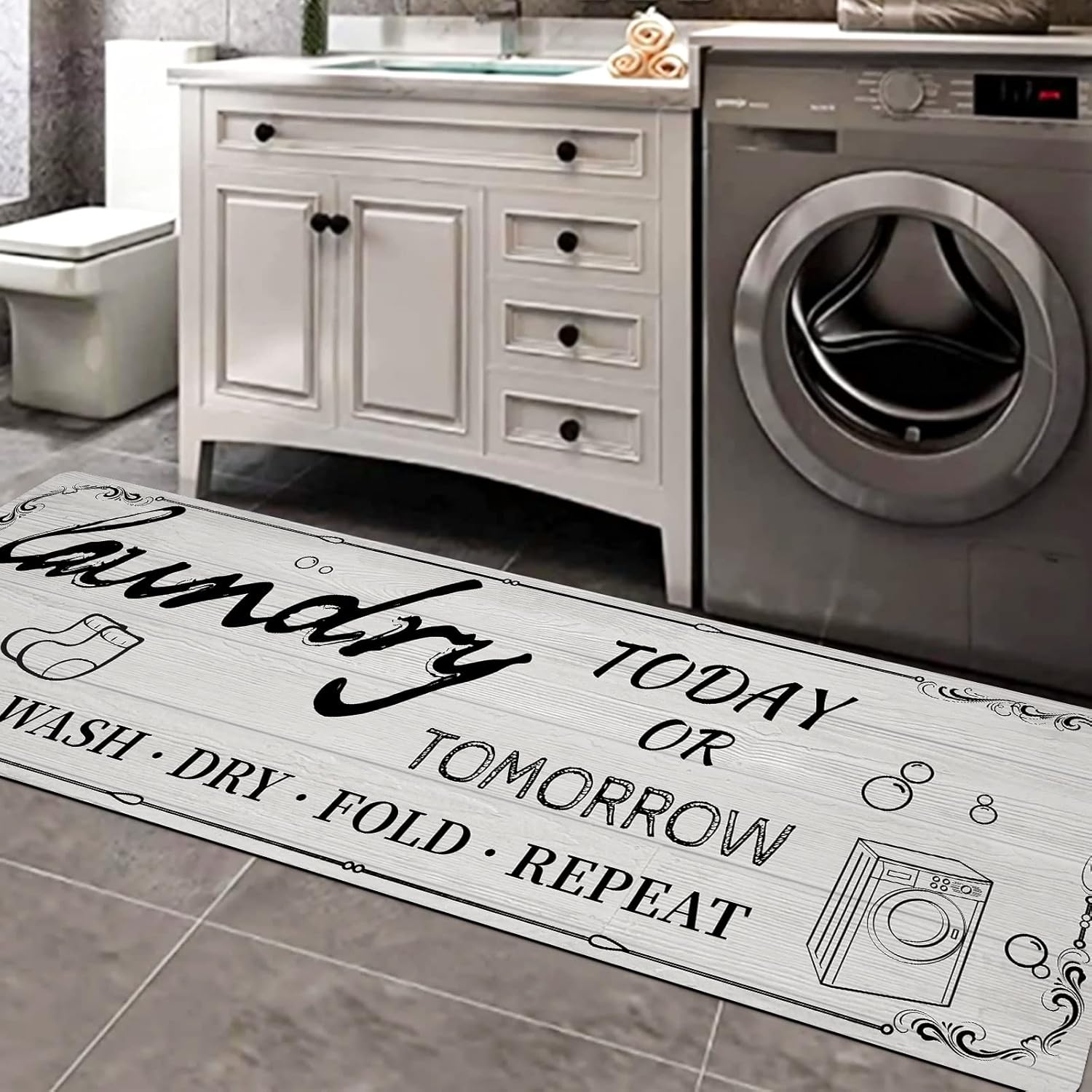 TPAPFRLY Farmhouse Laundry Room Rug 20"X59" Waterproof