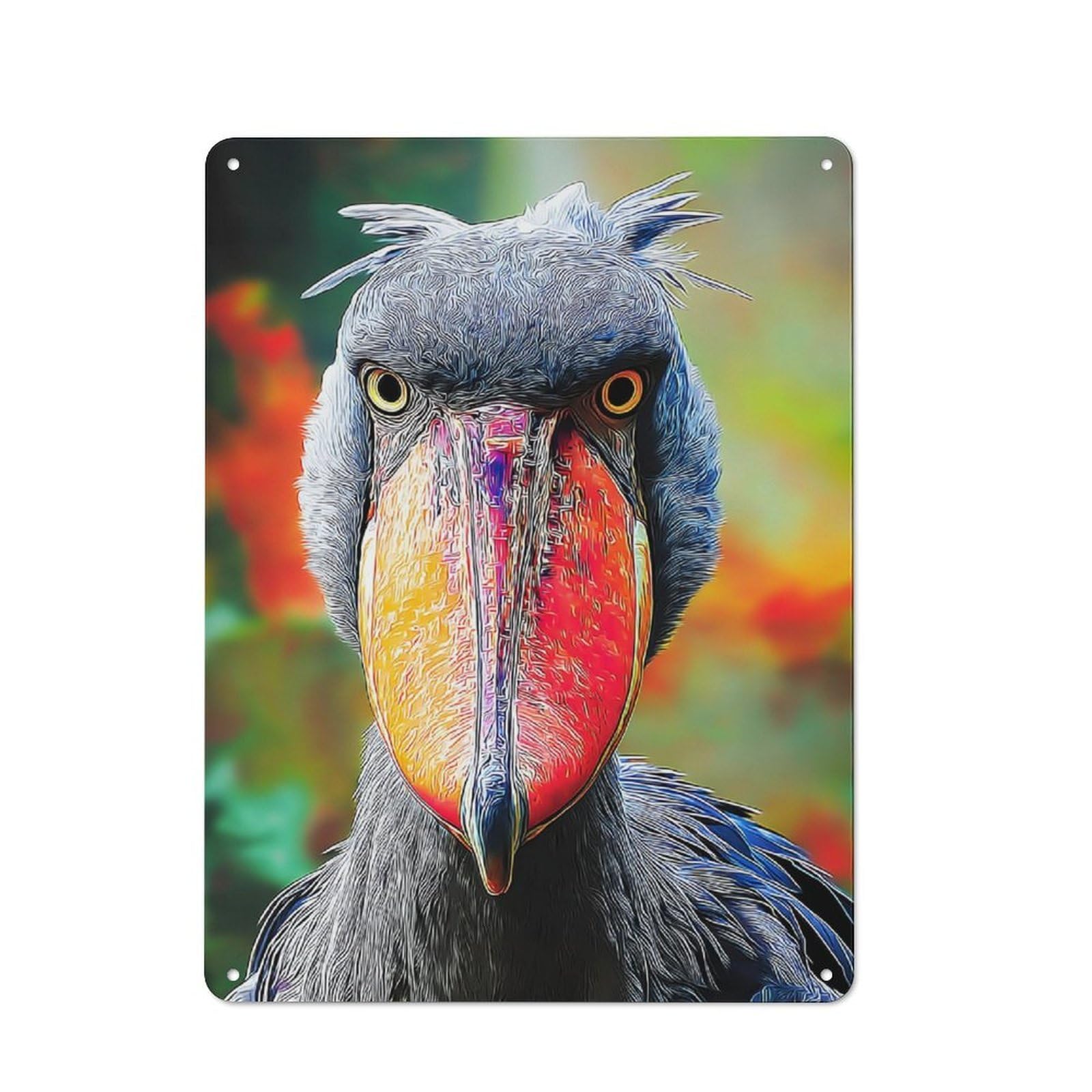 Junmoney Whimsical Bird Portrait With Vibrant Colors Decorative Tin Plaque With Design 40X30cm, Classic Novelty Wall Art For Flat, Dorm Room, Lounge Or Cafe