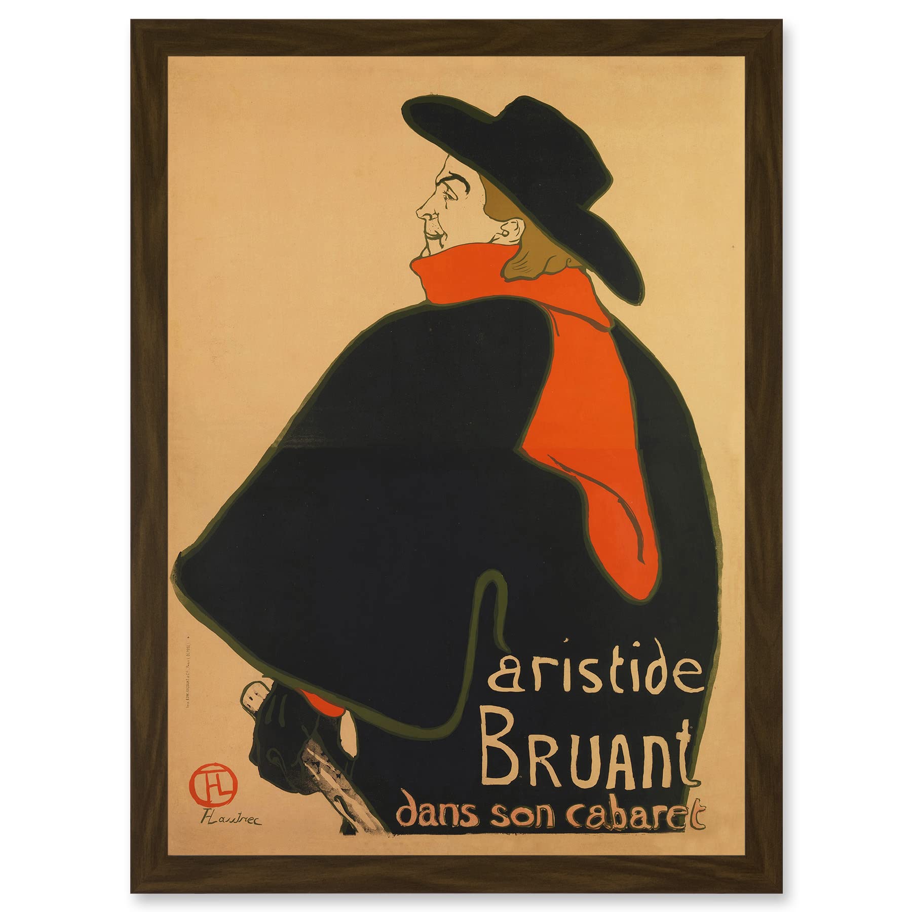 Artery8 Toulouse Lautrec Aristide Bruant In His Cabaret Artwork Framed Wall Art Print A4